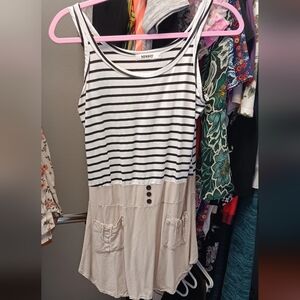 Moussy Black and Cream Striped Women's Top